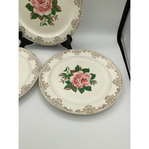 1950’s Vintage Paden City Pottery Warranted 22K Gold Dinner Plates 9.5” Set Of 3 - Picture 2 of 7